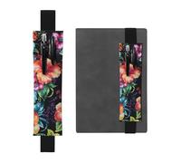 LHCVSFGW Elastic Pen Holder for Notebook Bookmark PU Leather Pencil Holder with Adjustable Band Pen Sleeve Pouch Beautiful Hibiscus Flower Pencil Case Pencil Pouch for Planners Binders Books
