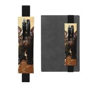 LHCVSFGW Elastic Pen Holder for Notebook Bookmark PU Leather Pencil Holder with Adjustable Band Pen Sleeve Pouch Cute French Bulldog Graphics Pencil Case Pencil Pouch for Planners Binders Books