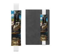 LHCVSFGW Elastic Pen Holder for Notebook Bookmark PU Leather Pencil Holder with Adjustable Band Pen Sleeve Pouch Big turtle and palm trees Pencil Case Pencil Pouch for Planners Binders Books
