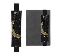 LHCVSFGW Elastic Pen Holder for Notebook Bookmark PU Leather Pencil Holder with Adjustable Band Pen Sleeve Pouch Crescent Moon Pattern Pencil Case Pencil Pouch for Planners Binders Books