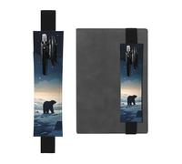 LHCVSFGW Elastic Pen Holder for Notebook Bookmark PU Leather Pencil Holder with Adjustable Band Pen Sleeve Pouch Polar Bear in the Snow Pencil Case Pencil Pouch for Planners Binders Books