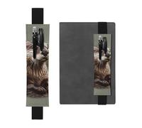 LHCVSFGW Elastic Pen Holder for Notebook Bookmark PU Leather Pencil Holder with Adjustable Band Pen Sleeve Pouch Otter Animal Pencil Case Pencil Pouch for Planners Binders Books