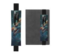 LHCVSFGW Elastic Pen Holder for Notebook Bookmark PU Leather Pencil Holder with Adjustable Band Pen Sleeve Pouch Dragon art Pencil Case Pencil Pouch for Planners Binders Books