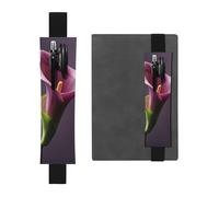 LHCVSFGW Elastic Pen Holder for Notebook Bookmark PU Leather Pencil Holder with Adjustable Band Pen Sleeve Pouch Purple Calla Lily Pencil Case Pencil Pouch for Planners Binders Books