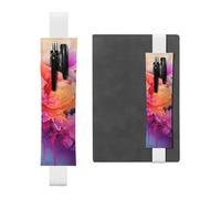 LHCVSFGW Elastic Pen Holder for Notebook Bookmark PU Leather Pencil Holder with Adjustable Band Pen Sleeve Pouch Colorful Watercolor Painting Pencil Case Pencil Pouch for Planners Binders Books