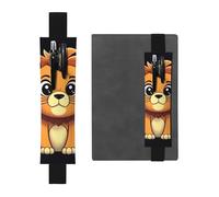 LHCVSFGW Elastic Pen Holder for Notebook Bookmark PU Leather Pencil Holder with Adjustable Band Pen Sleeve Pouch Cute cartoon lion Pencil Case Pencil Pouch for Planners Binders Books