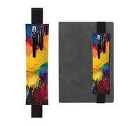 LHCVSFGW Elastic Pen Holder for Notebook Bookmark PU Leather Pencil Holder with Adjustable Band Pen Sleeve Pouch Colorful Paint Splatter Art Pencil Case Pencil Pouch for Planners Binders Books