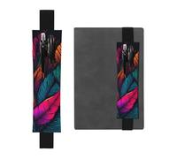 LHCVSFGW Elastic Pen Holder for Notebook Bookmark PU Leather Pencil Holder with Adjustable Band Pen Sleeve Pouch Colorful tropical leaves pattern Pencil Case Pencil Pouch for Planners Binders Books