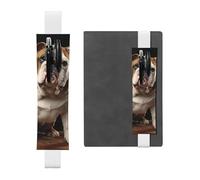 LHCVSFGW Elastic Pen Holder for Notebook Bookmark PU Leather Pencil Holder with Adjustable Band Pen Sleeve Pouch English-Bulldog Pencil Case Pencil Pouch for Planners Binders Books