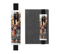 LHCVSFGW Elastic Pen Holder for Notebook Bookmark PU Leather Pencil Holder with Adjustable Band Pen Sleeve Pouch Bear with Scarf Pencil Case Pencil Pouch for Planners Binders Books