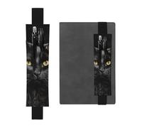 LHCVSFGW Elastic Pen Holder for Notebook Bookmark PU Leather Pencil Holder with Adjustable Band Pen Sleeve Pouch A black cat on a black background Pencil Case Pencil Pouch for Planners Binders Books