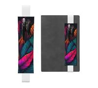 LHCVSFGW Elastic Pen Holder for Notebook Bookmark PU Leather Pencil Holder with Adjustable Band Pen Sleeve Pouch Colorful tropical leaves pattern Pencil Case Pencil Pouch for Planners Binders Books