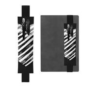 LHCVSFGW Elastic Pen Holder for Notebook Bookmark PU Leather Pencil Holder with Adjustable Band Pen Sleeve Pouch Black and white striped heart Pencil Case Pencil Pouch for Planners Binders Books