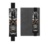 LHCVSFGW Elastic Pen Holder for Notebook Bookmark PU Leather Pencil Holder with Adjustable Band Pen Sleeve Pouch Cool Evil Skull Pencil Case Pencil Pouch for Planners Binders Books