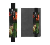 LHCVSFGW Elastic Pen Holder for Notebook Bookmark PU Leather Pencil Holder with Adjustable Band Pen Sleeve Pouch Tulips in the Garden Pencil Case Pencil Pouch for Planners Binders Books