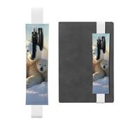 LHCVSFGW Elastic Pen Holder for Notebook Bookmark PU Leather Pencil Holder with Adjustable Band Pen Sleeve Pouch Cute Polar Bears Pencil Case Pencil Pouch for Planners Binders Books