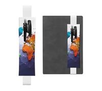 LHCVSFGW Elastic Pen Holder for Notebook Bookmark PU Leather Pencil Holder with Adjustable Band Pen Sleeve Pouch Color world map Pencil Case Pencil Pouch for Planners Binders Books