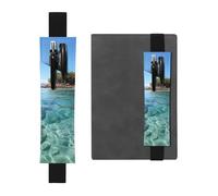 LHCVSFGW Elastic Pen Holder for Notebook Bookmark PU Leather Pencil Holder with Adjustable Band Pen Sleeve Pouch Fiji Island and Clear Sea Pencil Case Pencil Pouch for Planners Binders Books