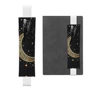 LHCVSFGW Elastic Pen Holder for Notebook Bookmark PU Leather Pencil Holder with Adjustable Band Pen Sleeve Pouch Crescent Moon Pattern Pencil Case Pencil Pouch for Planners Binders Books