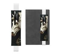 LHCVSFGW Elastic Pen Holder for Notebook Bookmark PU Leather Pencil Holder with Adjustable Band Pen Sleeve Pouch Horse Pattern Pencil Case Pencil Pouch for Planners Binders Books