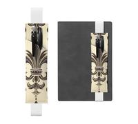 LHCVSFGW Elastic Pen Holder for Notebook Bookmark PU Leather Pencil Holder with Adjustable Band Pen Sleeve Pouch Fleur-de-Lis and Coat Arms Knight Pencil Case Pencil Pouch for Planners Binders Books