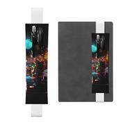 LHCVSFGW Elastic Pen Holder for Notebook Bookmark PU Leather Pencil Holder with Adjustable Band Pen Sleeve Pouch Colorful Music Notes Pencil Case Pencil Pouch for Planners Binders Books