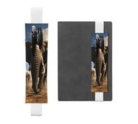LHCVSFGW Elastic Pen Holder for Notebook Bookmark PU Leather Pencil Holder with Adjustable Band Pen Sleeve Pouch Ferocious Elephant Pencil Case Pencil Pouch for Planners Binders Books
