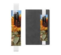 LHCVSFGW Elastic Pen Holder for Notebook Bookmark PU Leather Pencil Holder with Adjustable Band Pen Sleeve Pouch Farm Sunflower Pencil Case Pencil Pouch for Planners Binders Books