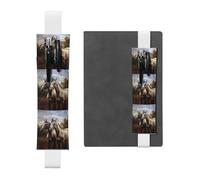 LHCVSFGW Elastic Pen Holder for Notebook Bookmark PU Leather Pencil Holder with Adjustable Band Pen Sleeve Pouch Two horse Pencil Case Pencil Pouch for Planners Binders Books