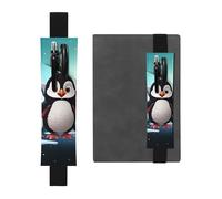 LHCVSFGW Elastic Pen Holder for Notebook Bookmark PU Leather Pencil Holder with Adjustable Band Pen Sleeve Pouch Five cute penguins Pencil Case Pencil Pouch for Planners Binders Books