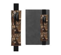 LHCVSFGW Elastic Pen Holder for Notebook Bookmark PU Leather Pencil Holder with Adjustable Band Pen Sleeve Pouch Deer on brown background Pencil Case Pencil Pouch for Planners Binders Books