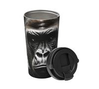 LHCVSFGW Insulated Coffee Mug with Handle and Leakproof Lid Travel Tumbler Male Gorilla Stainless Steel Double Wall Vacuum Travel Mug Reusable Coffee Tumbler for Hot Iced Coffee Tea