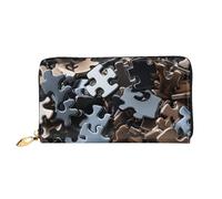 LHCVSFGW Leather Wallet for Women Men Bifold Wallet Ultra Slim Credit Card Holder A Bunch of Puzzle Pieces Ladies Clutch Purse, Black, One Size