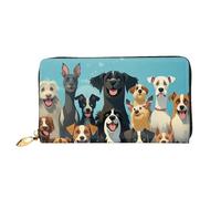 LHCVSFGW Leather Wallet for Women Men Bifold Wallet Ultra Slim Credit Card Holder A large group of dogs Ladies Clutch Purse, Black, One Size