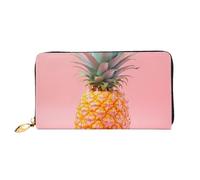 LHCVSFGW Leather Wallet for Women Men Bifold Wallet Ultra Slim Credit Card Holder A Pineapple Ladies Clutch Purse, Black, One Size