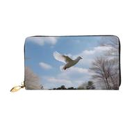 LHCVSFGW Leather Wallet for Women Men Bifold Wallet Ultra Slim Credit Card Holder A White Dove Flies By Ladies Clutch Purse, Black, One Size