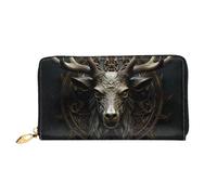 LHCVSFGW Leather Wallet for Women Men Bifold Wallet Ultra Slim Credit Card Holder Antlers Ladies Clutch Purse, Black, One Size