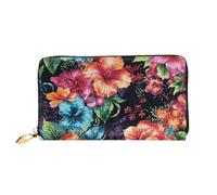 LHCVSFGW Leather Wallet for Women Men Bifold Wallet Ultra Slim Credit Card Holder Beautiful Hibiscus Flower Ladies Clutch Purse, Black, One Size