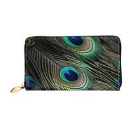 LHCVSFGW Leather Wallet for Women Men Bifold Wallet Ultra Slim Credit Card Holder Beautiful Peacock Feathers Ladies Clutch Purse, Black, One Size