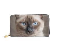 LHCVSFGW Leather Wallet for Women Men Bifold Wallet Ultra Slim Credit Card Holder Beautiful Siamese Cat Ladies Clutch Purse, Black, One Size