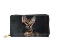 LHCVSFGW Leather Wallet for Women Men Bifold Wallet Ultra Slim Credit Card Holder Bengal Cat Ladies Clutch Purse, Black, One Size