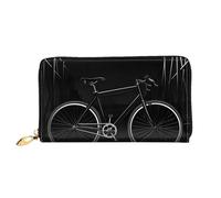 LHCVSFGW Leather Wallet for Women Men Bifold Wallet Ultra Slim Credit Card Holder Bicycle Clip Art Ladies Clutch Purse, Black, One Size