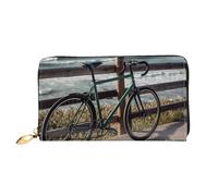 LHCVSFGW Leather Wallet for Women Men Bifold Wallet Ultra Slim Credit Card Holder Bicycle Leaning on Fence Ladies Clutch Purse, Black, One Size