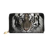 LHCVSFGW Leather Wallet for Women Men Bifold Wallet Ultra Slim Credit Card Holder Black and White Tiger Ladies Clutch Purse, Black, One Size
