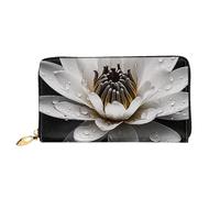 LHCVSFGW Leather Wallet for Women Men Bifold Wallet Ultra Slim Credit Card Holder Black and White Water Lily Ladies Clutch Purse, Black, One Size