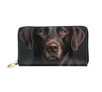 LHCVSFGW Leather Wallet for Women Men Bifold Wallet Ultra Slim Credit Card Holder Black Lab Dog Ladies Clutch Purse, Black, One Size