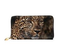 LHCVSFGW Leather Wallet for Women Men Bifold Wallet Ultra Slim Credit Card Holder Brown Leopard Image Ladies Clutch Purse, Black, One Size