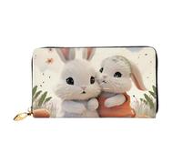LHCVSFGW Leather Wallet for Women Men Bifold Wallet Ultra Slim Credit Card Holder Bunny Hug Ladies Clutch Purse, Black, One Size