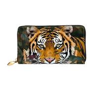 LHCVSFGW Leather Wallet for Women Men Bifold Wallet Ultra Slim Credit Card Holder Camouflage Tiger Ladies Clutch Purse, Black, One Size