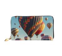 LHCVSFGW Leather Wallet for Women Men Bifold Wallet Ultra Slim Credit Card Holder Colorful Hot Air Balloon Ladies Clutch Purse, Black, One Size